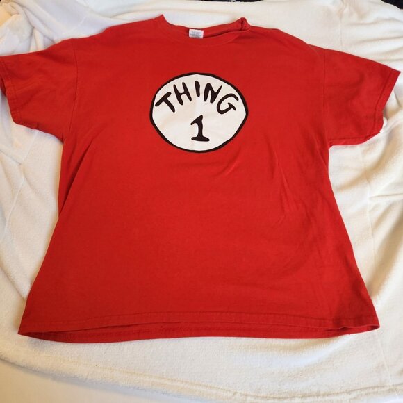 Gildan Thing 1 Red T-Shirt XL 100% Cotton Dr. Seuss Inspired Graphic Tee - Picture 1 of 5